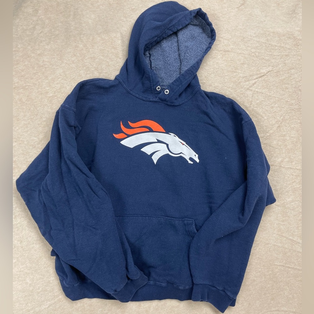 Broncos NFL Navy Blue Men’s Hooded sweatshirt Size:XL